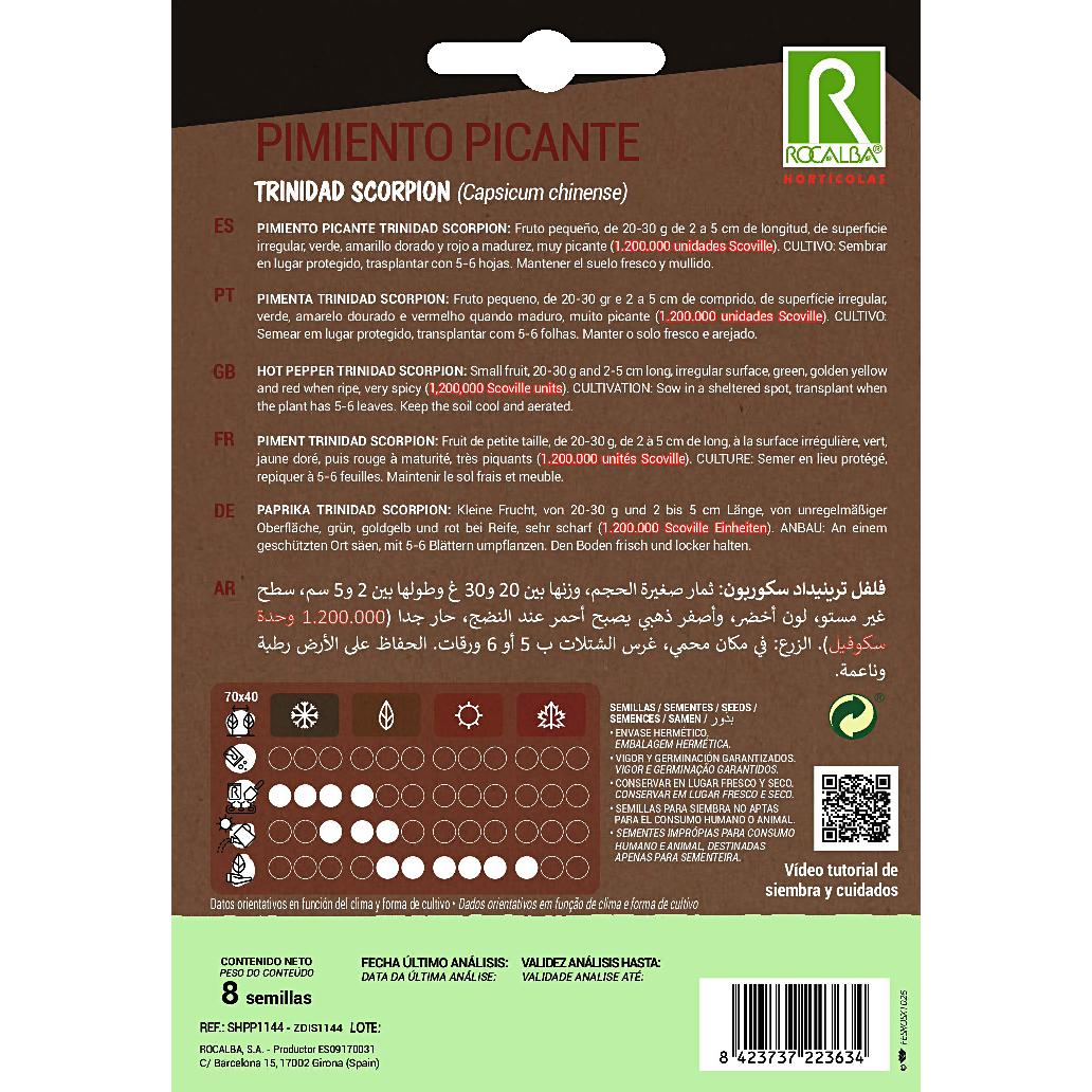 Frön av stark chili Trinidad Scorpion Rocalba