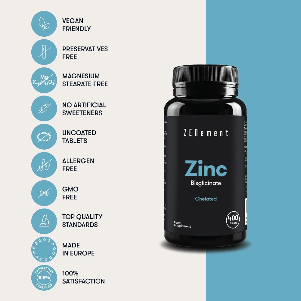 Zink 25 mg (Bisglycinat) hohe Dosierung Zenement 400 Tabletten
