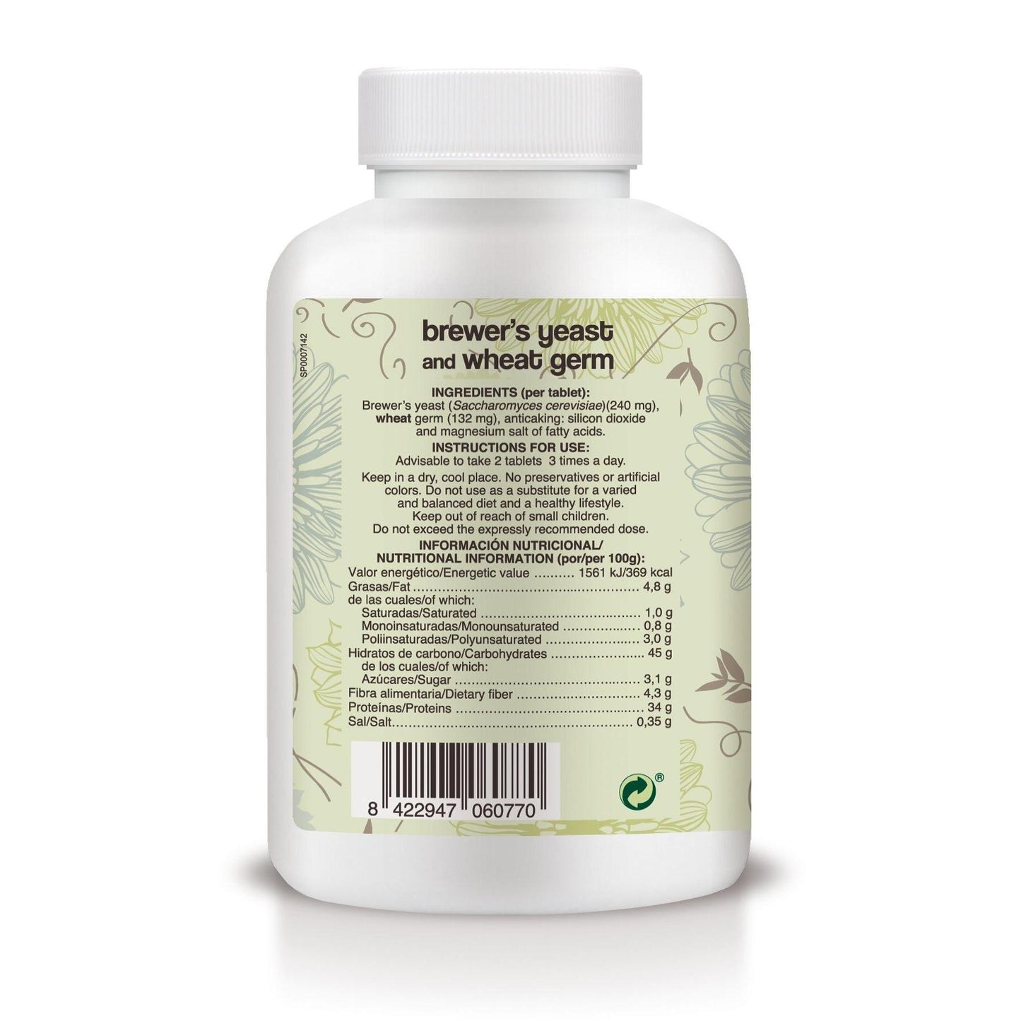 Weizenkeime und Bierhefe Soria Natural, 500 Tabletten