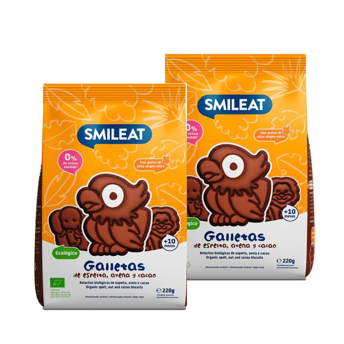 Pack 2 x Biscuits à l'épeautre, à l'avoine et au cacao BIO 220 g Smileat