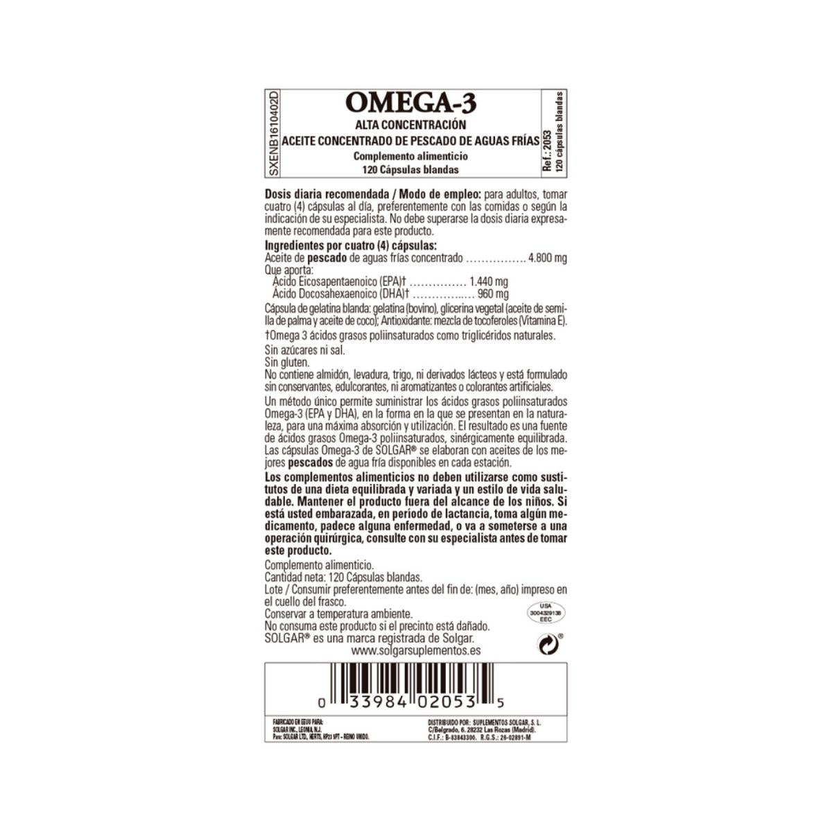Solgar High Concentration Omega 3 120 capsules