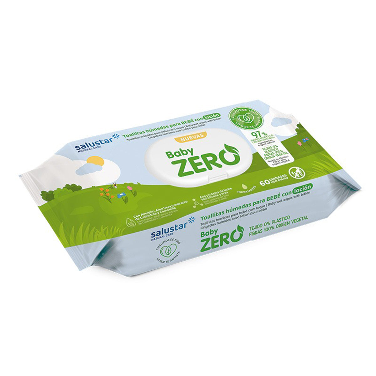 Salustar biodegradable baby wipes, 60 units