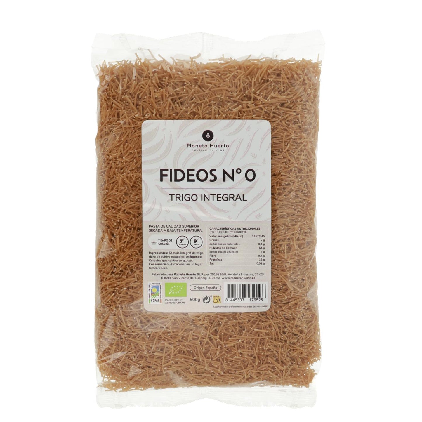 Whole wheat noodles nº0 ECO Planeta Huerto 500gr