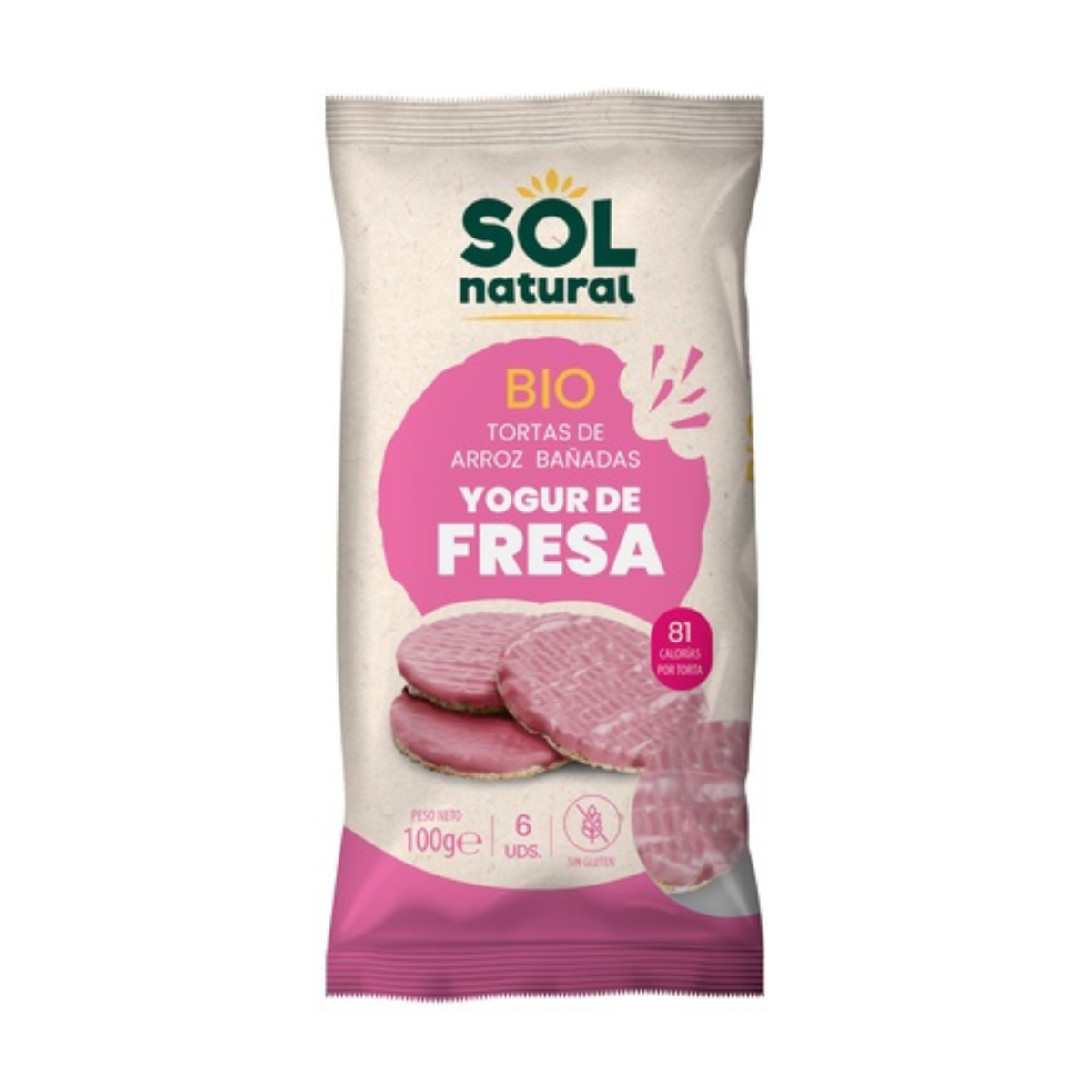 Galettes de riz au yaourt à la fraise Sol Natural 100 g