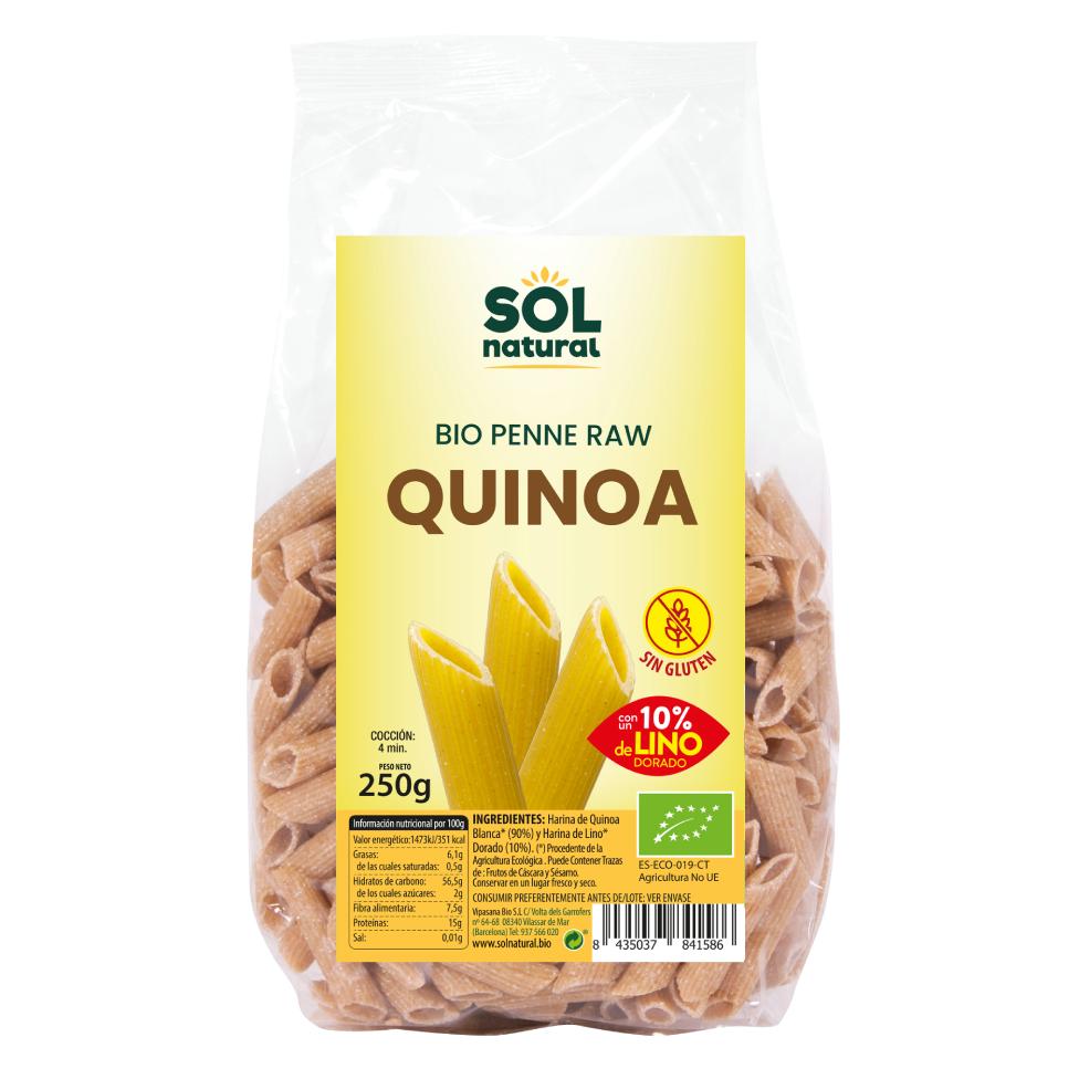 Macaronis au quinoa et au lin bio sans gluten Sol Natural 250 g