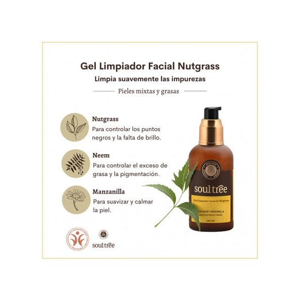Gel nettoyant pour le visage Nutgrass Soultree La Rueda Natural 120 ml