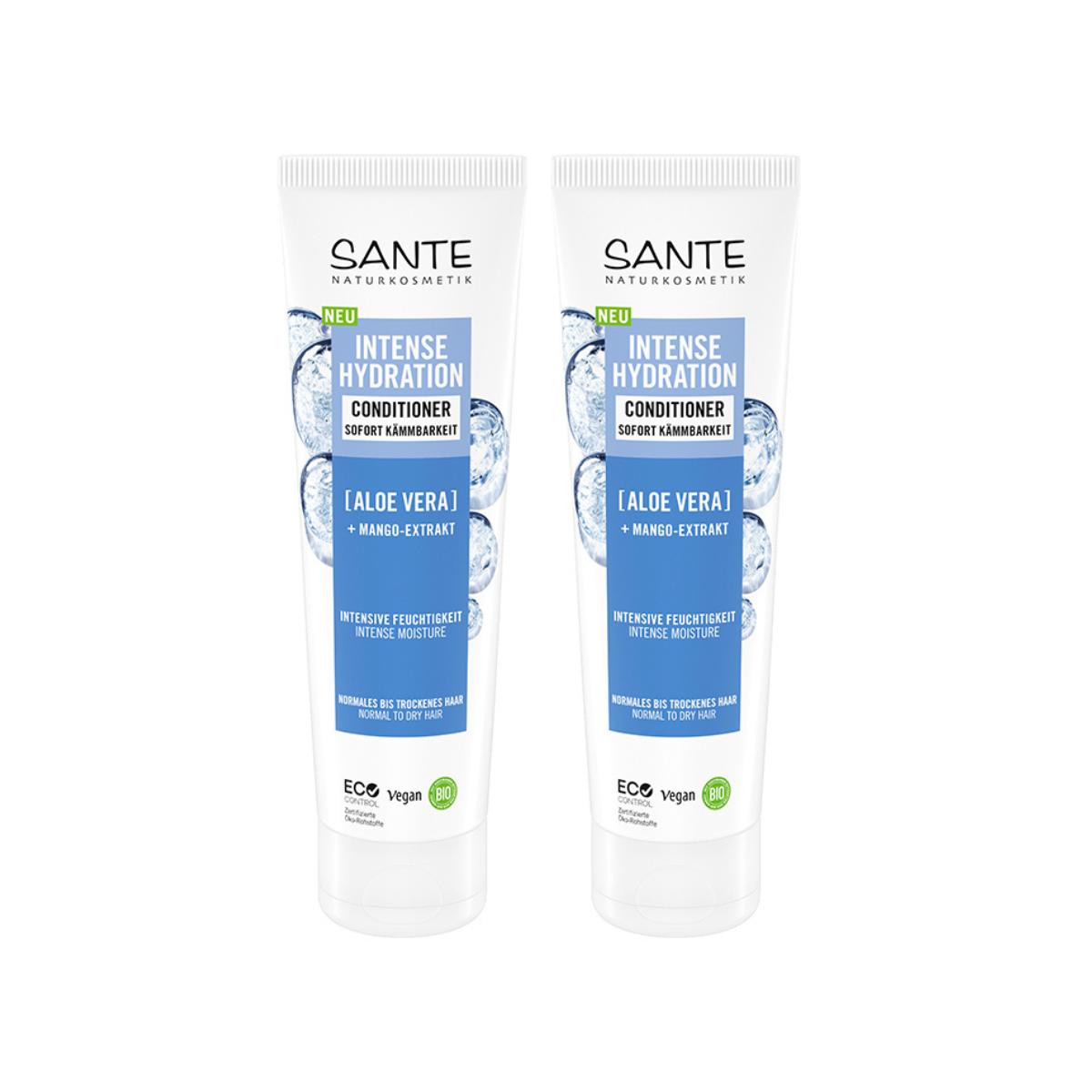 2er-Pack Intensiv feuchtigkeitsspendende Aloe-Spülung Sante 150 ml