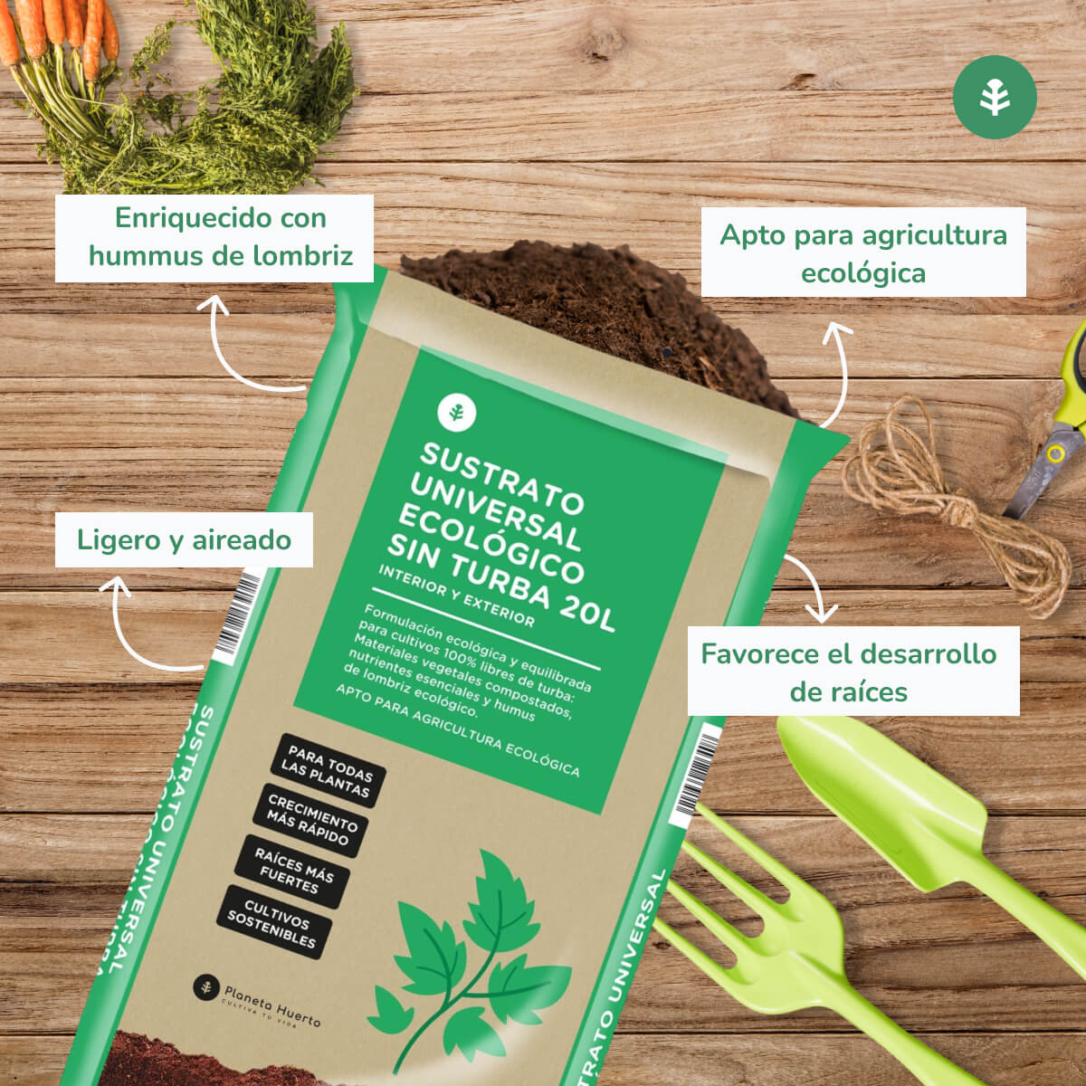 Podłoże uniwersalne bez torfu ECO Planeta Huerto 20 l – ulepszona formuła