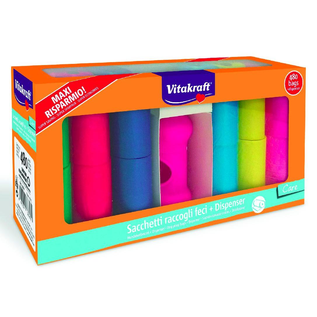 Vitakraft Packung Hygienebeutel für Exkremente 480 Beutel + Spender