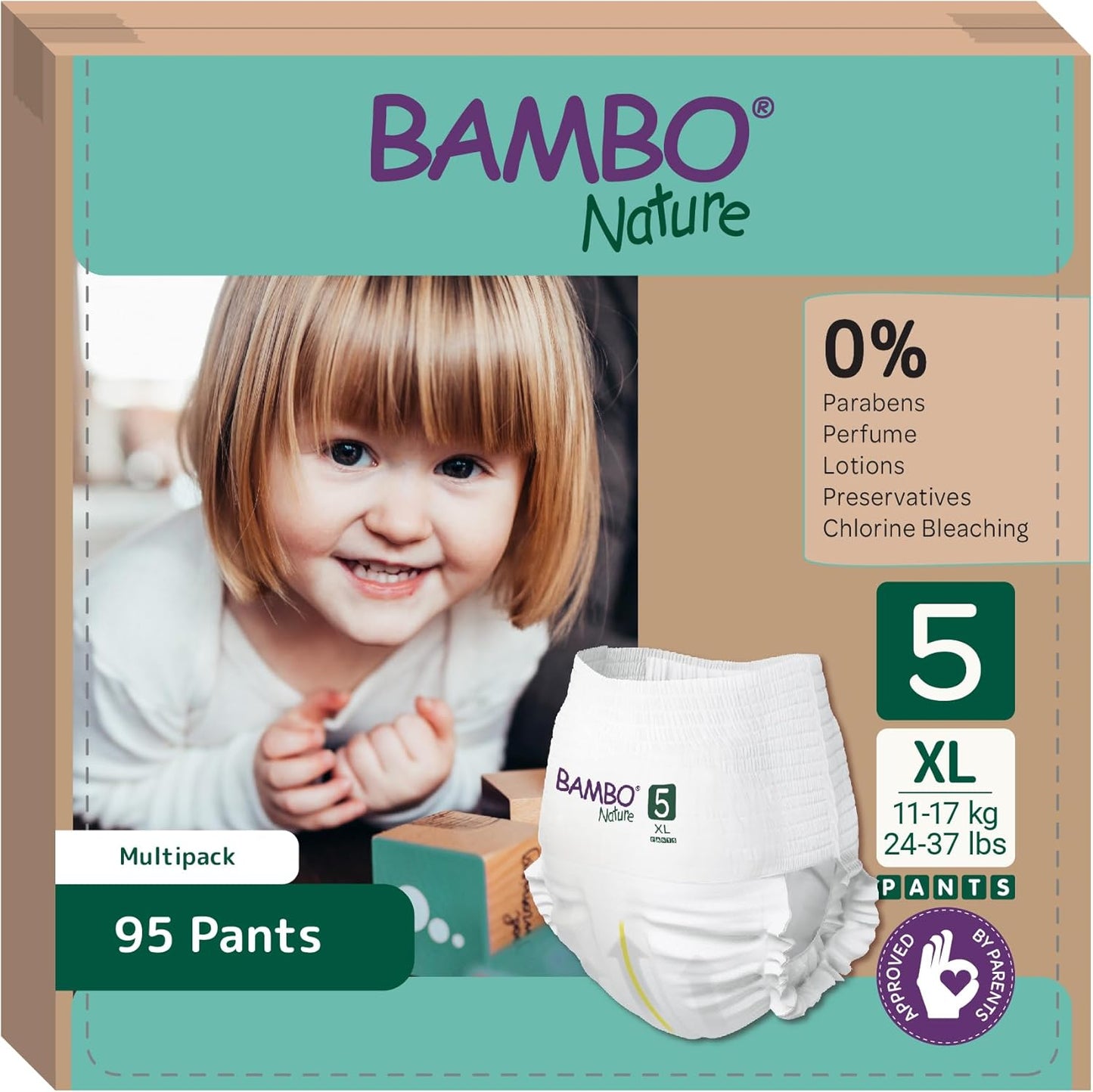 Zestaw oszczędnościowy Majtki treningowe Bambo Nature rozmiar 5 (12–18 kg) 95 szt.