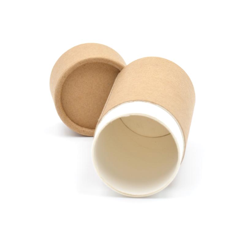 Cardboard tube container for deodorant. Camassia