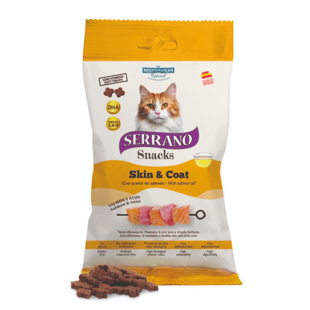 Serrano Snacks Skin & Coat z łososiem i tuńczykiem dla kotów 50 g
