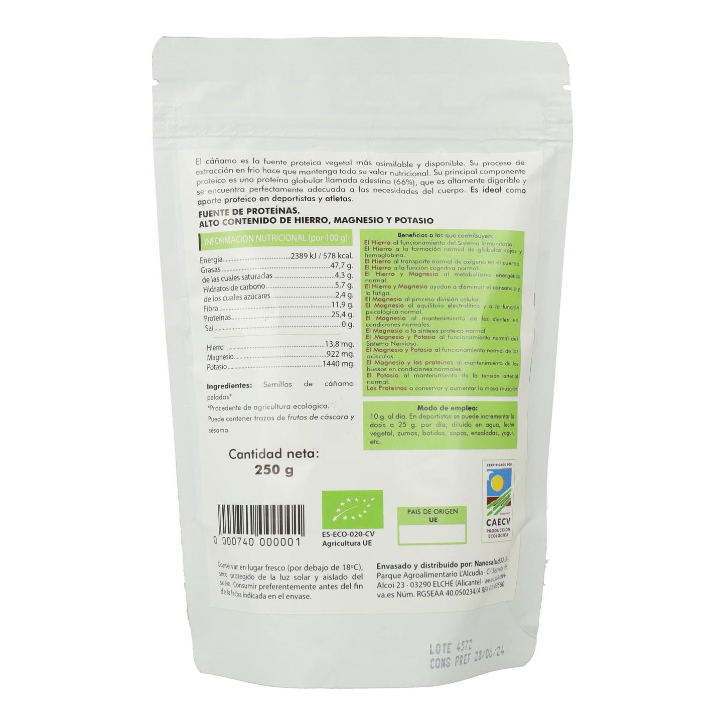 Semillas de cáñamo peladas ECO 250 g, Salud Viva