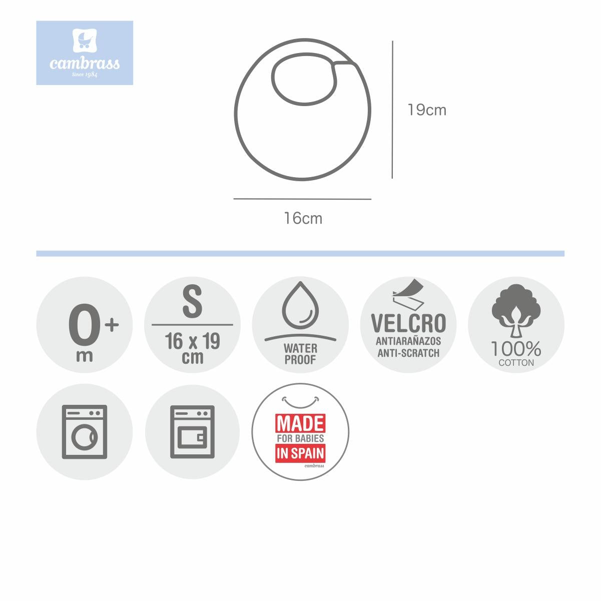 Okrągły śliniak z rzepem Pío pío marki Cambrass Kolor kredowy