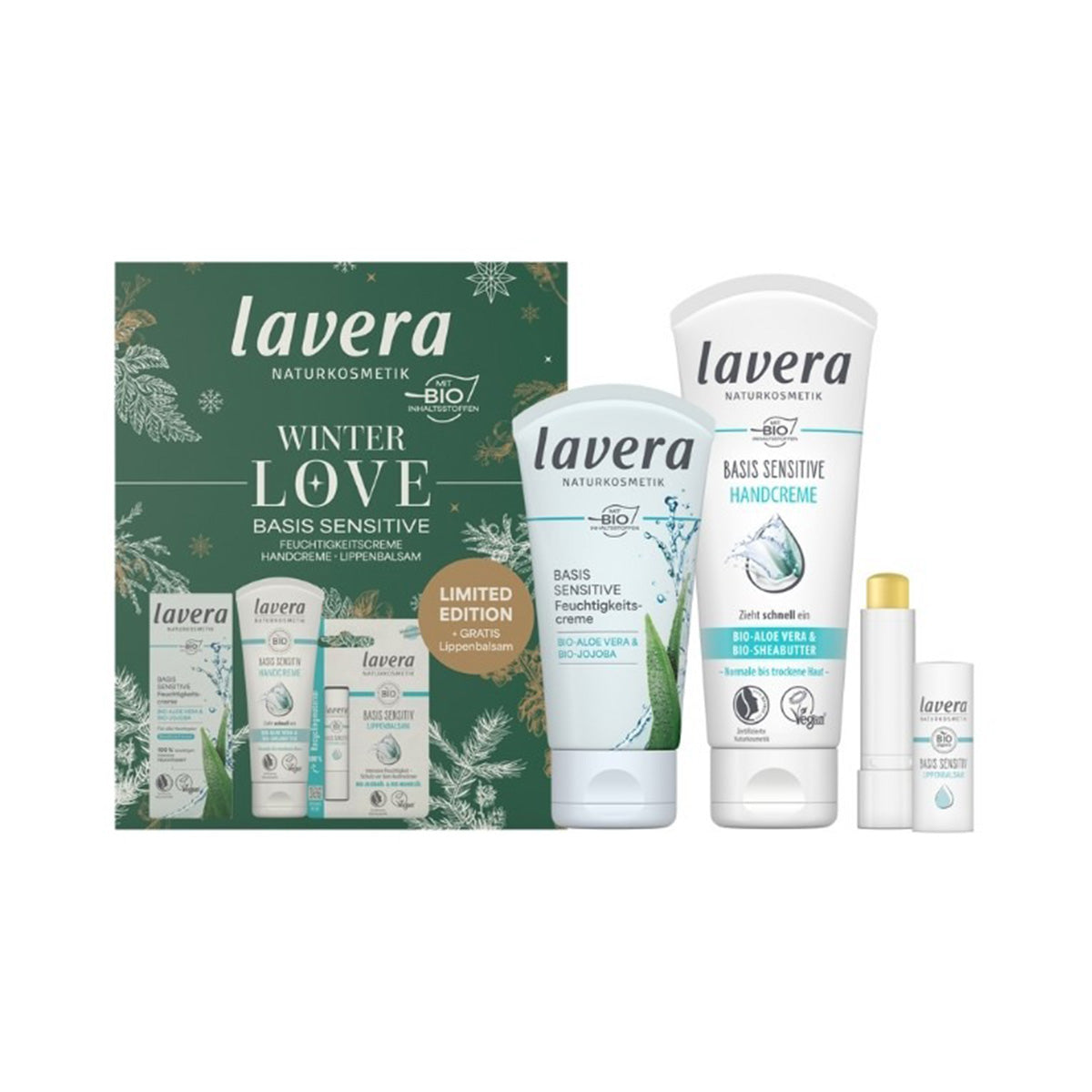 Coffret cadeau Winter love Basis Sensitive CADEAU baume à lèvres Lavera