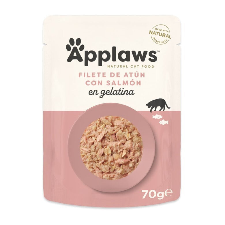 Applaws Cat Beutel 70 g Thunfisch mit Lachs in Gelatine 70 g Natürliches, getreidefreies Nassfutter für Katzen