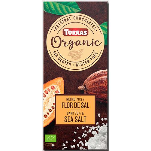 Cioccolato vegano fondente 70% cacao con fior di sale Bio Torras 100 g