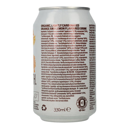 Lot de 6 boissons gazeuses biologiques Whole Earth à l'orange et au citron, 330 ml.