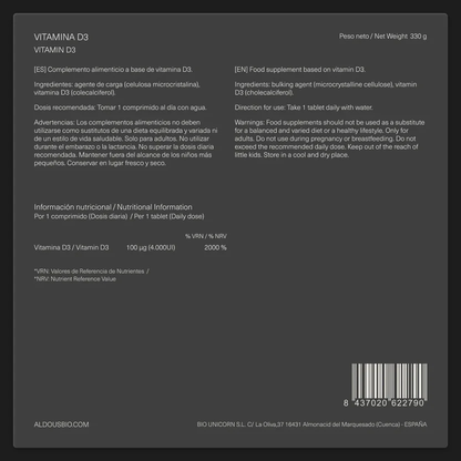 Vitamina D3 4000 UI Aldous Bio 500 compresse