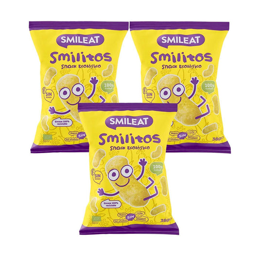 PROMO 3x Smilitos, biologische maïssnoepjes Smileat, 38 g