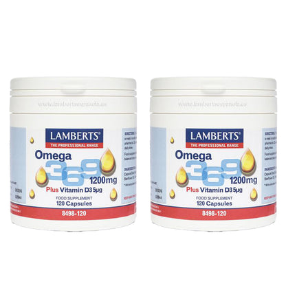 Pack 2x Omega 3-6-9 con Vitamina D3 Lamberts 120 Caps