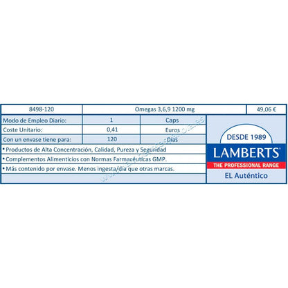 Omega 3-6-9 mit Vitamin D3 Lamberts 120 Kapseln