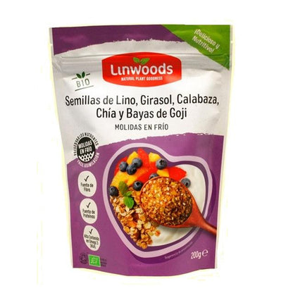 Mélange biologique de graines de lin moulues, de tournesol, de courge, de chia et de baies de goji - Linwoods 425 g