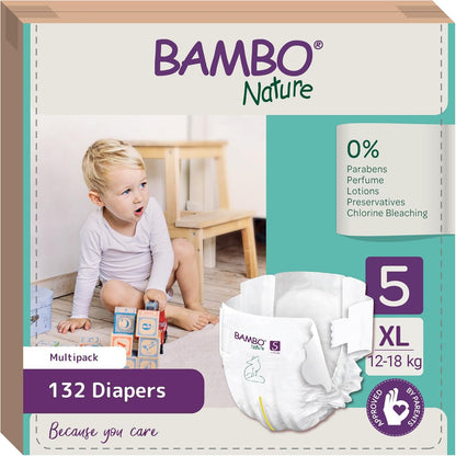Pack of 6 x Bambo Nature nappies T5 (12-18 kg) 22 units