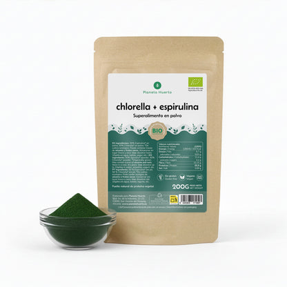 Chlorella + spirulina w proszku Planeta Huerto 200 g