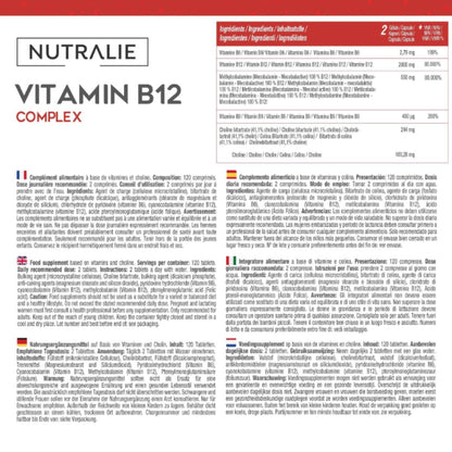 Vitamin B12-Komplex 2000 mcg gegen Müdigkeit Nutralie 120 Tabletten