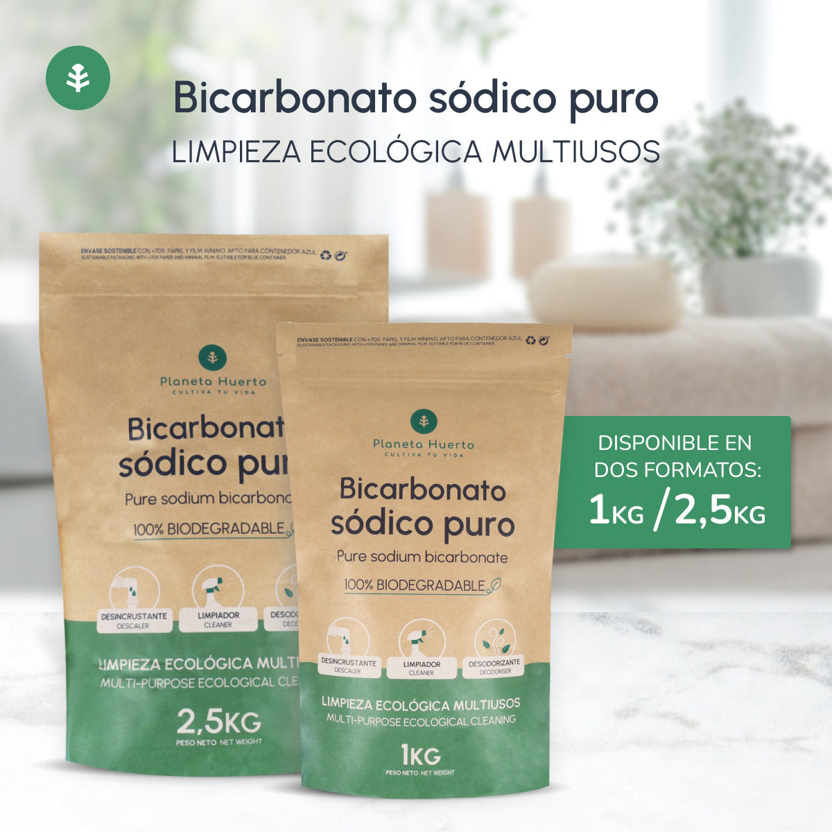 Pack 3xBikarbonat von Soda Planeta Huerto 1 Kg