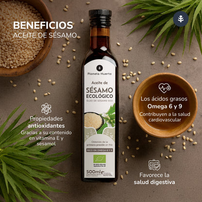 Packung 3x kaltgepresstes Sesamöl ECO Planeta Huerto 500 ml