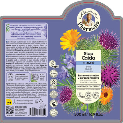 Shampooing anti-chute au romarin aromatique et à la bardane nourrissante, Mama Pharmelia, 500 ml