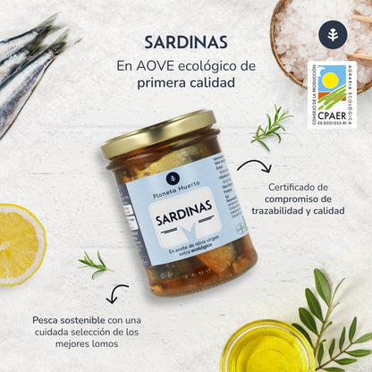 Pakje 3x Sardientjes in olijfolie ECO Planeta Huerto 190 g