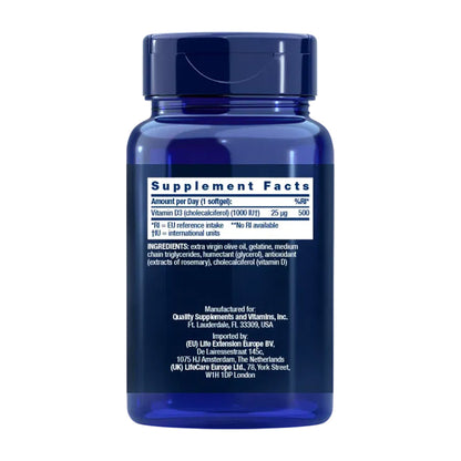 Vitamine D3 1000 IE, Life Extension 250 capsules
