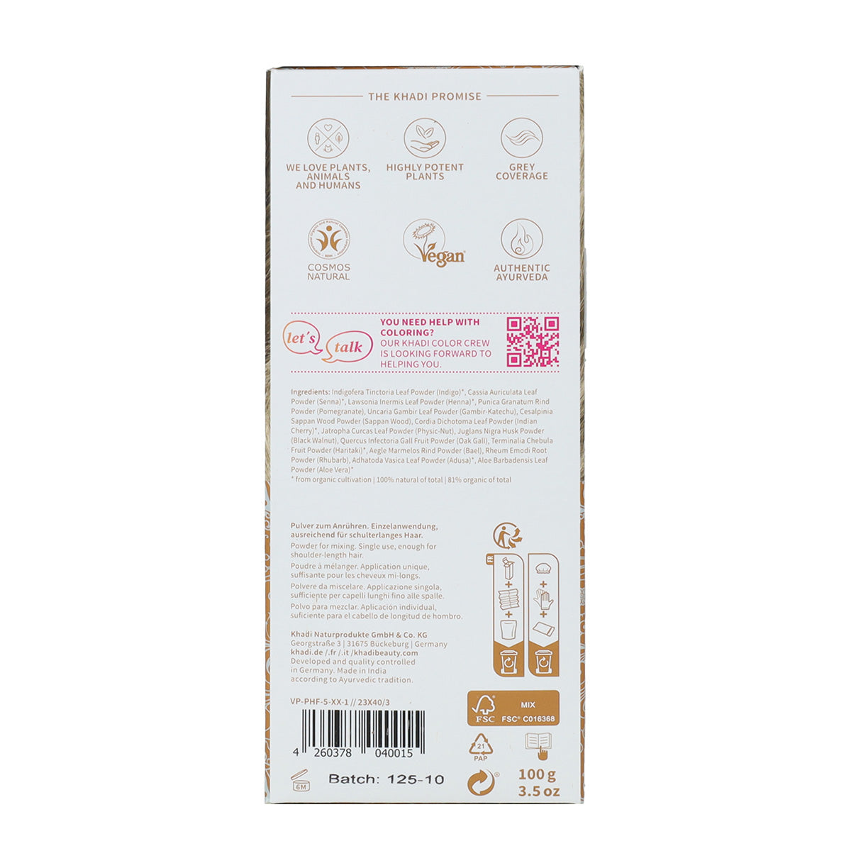 Khadi natural dark ash blonde hair dye 100 g