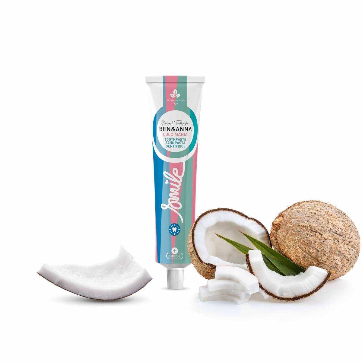 Dentifrice Coco Mania au fluor Ben & Anna tube 75 ml