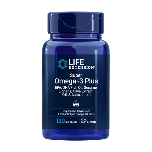 Super Omega-3 Plus EPA/DHA Olio di pesce Lignani di sesamo Estratto di oliva Krill e astaxantina, Life Extension 120 capsule