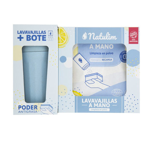 Detergente per piatti a mano in polvere Pack (flacone + ricarica) al limone Natulim
