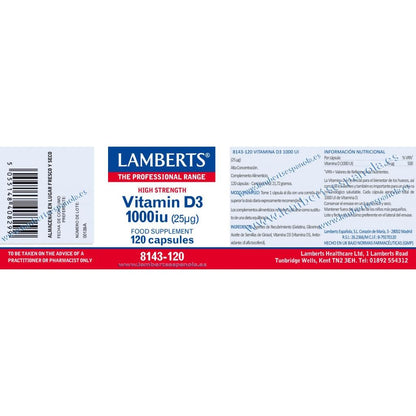 Vitamin D3 1000 IE (25 µg) Lamberts, 120 Kapseln