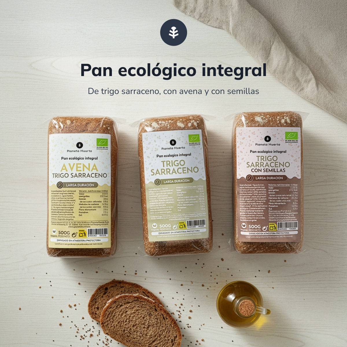 Fullkornsbröd av havre och bovete ECO Planeta Huerto 500 g