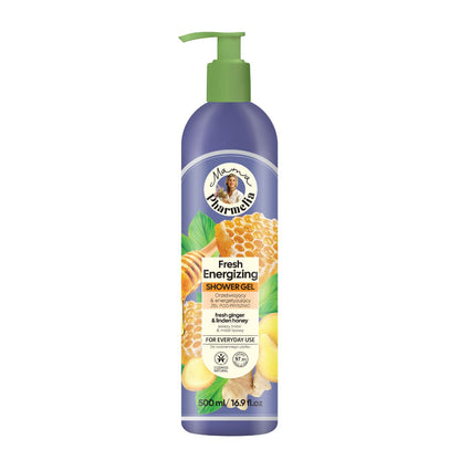 Energising Shower Gel with Ginger and Linden Honey, Mama Pharmelia, 500 ml