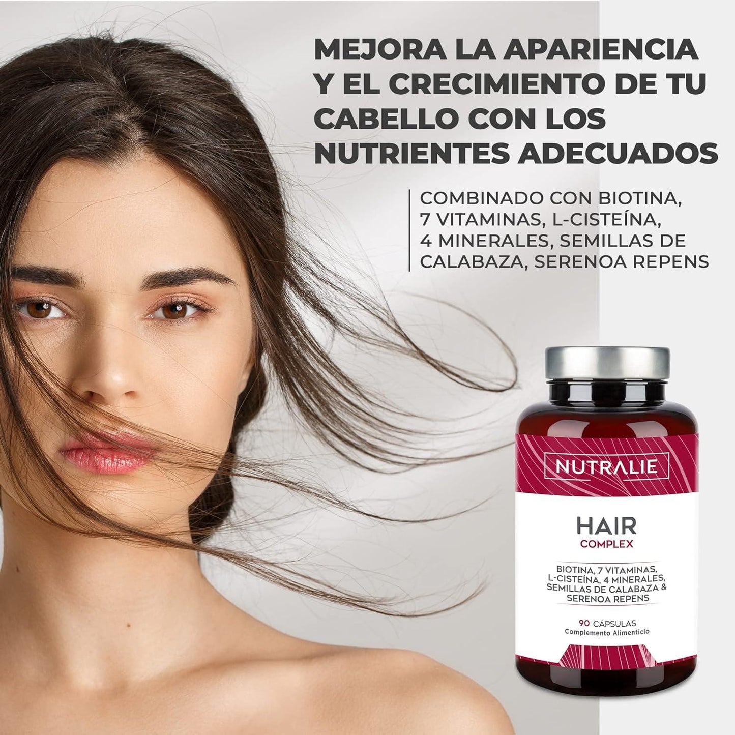 Nutralie Hair Complex + biotyna i cynk witaminy na włosy 90 kapsułek