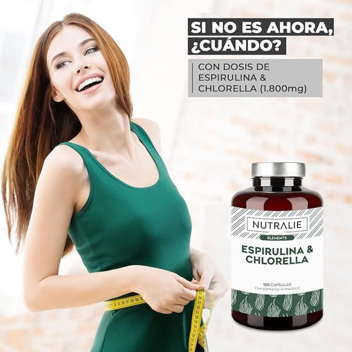 Nutralie Spirulina & Chlorella 1800 mg Energie und Kraft 180 Kapseln