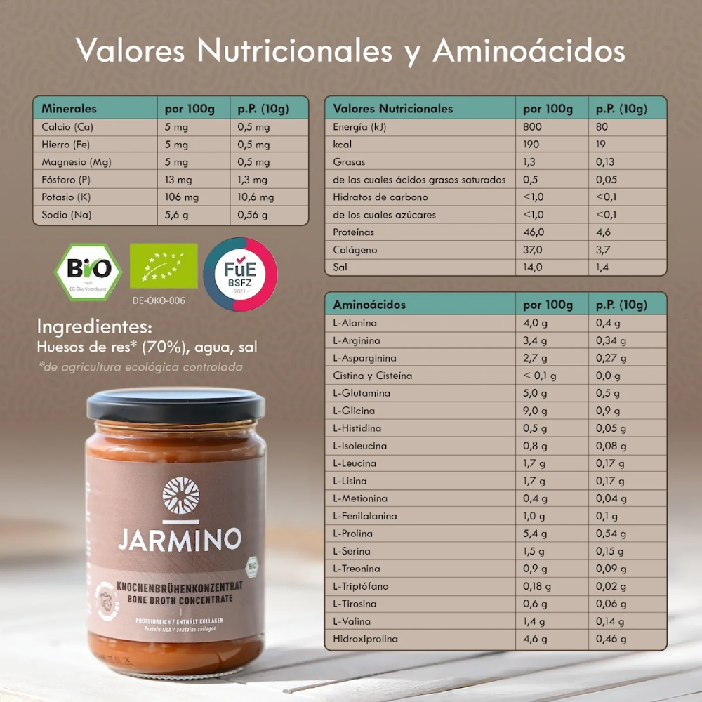 Caldo de Huesos de Ternera Concentrado BIO Jarmino 440 g