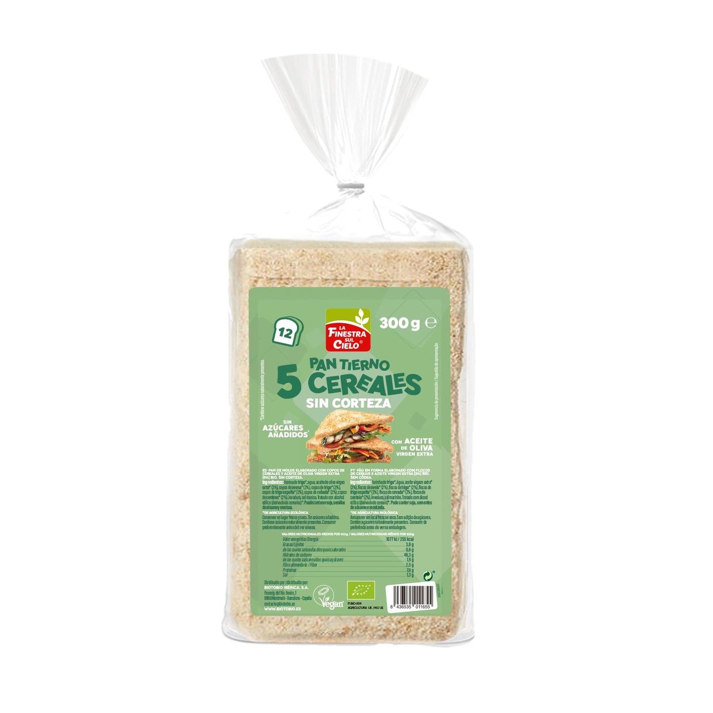 Chleb miękki 5-zbożowy bez skórki ECO La Finestra Sul Cielo 300 g
