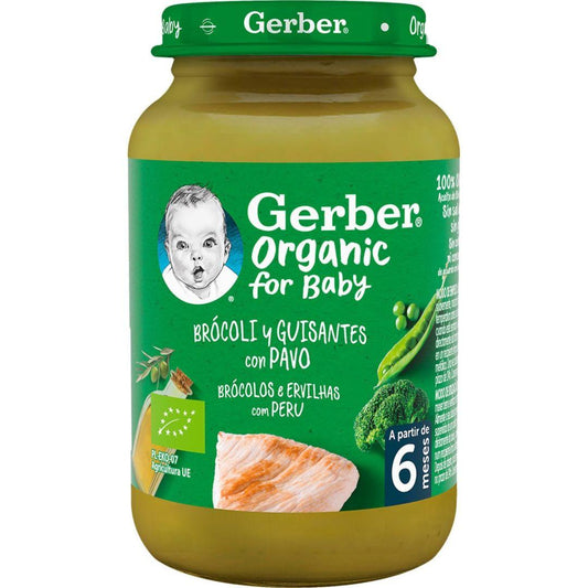 Petit pot bio pour bébés à la purée de brocoli, petits pois et dinde Gerber 190 g GERBER Organic Brocoli Petits pois Dinde
