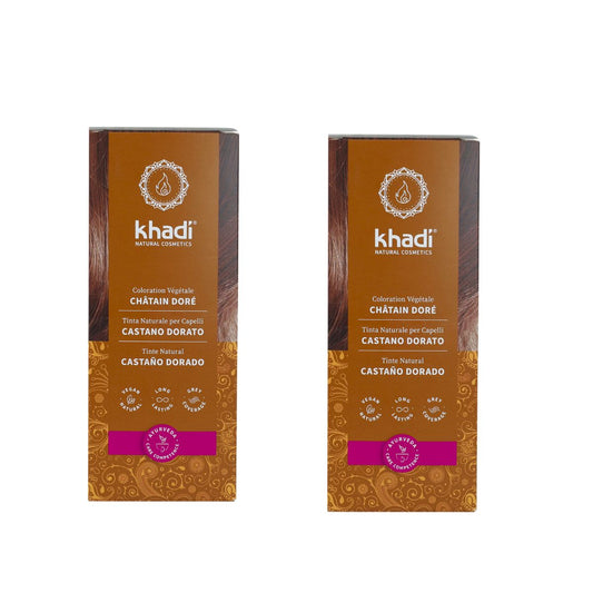 2er-Pack Natürliche Haarfarbe Goldbraun Khadi 100 g