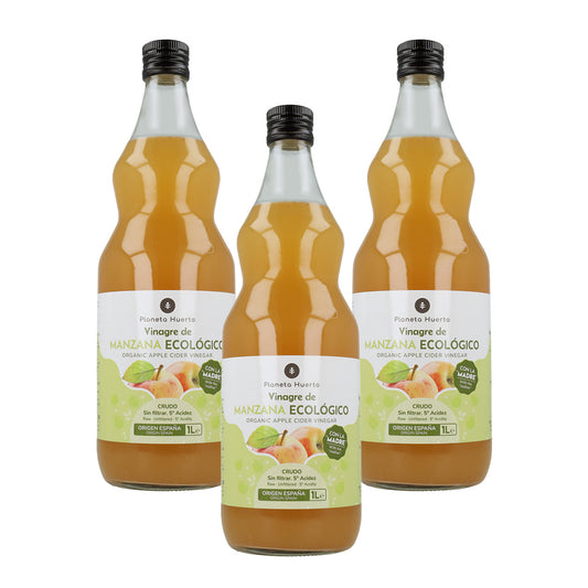 3-pack ECO rå, ofiltrerad äppelvinäger med moder Planeta Huerto 1 l