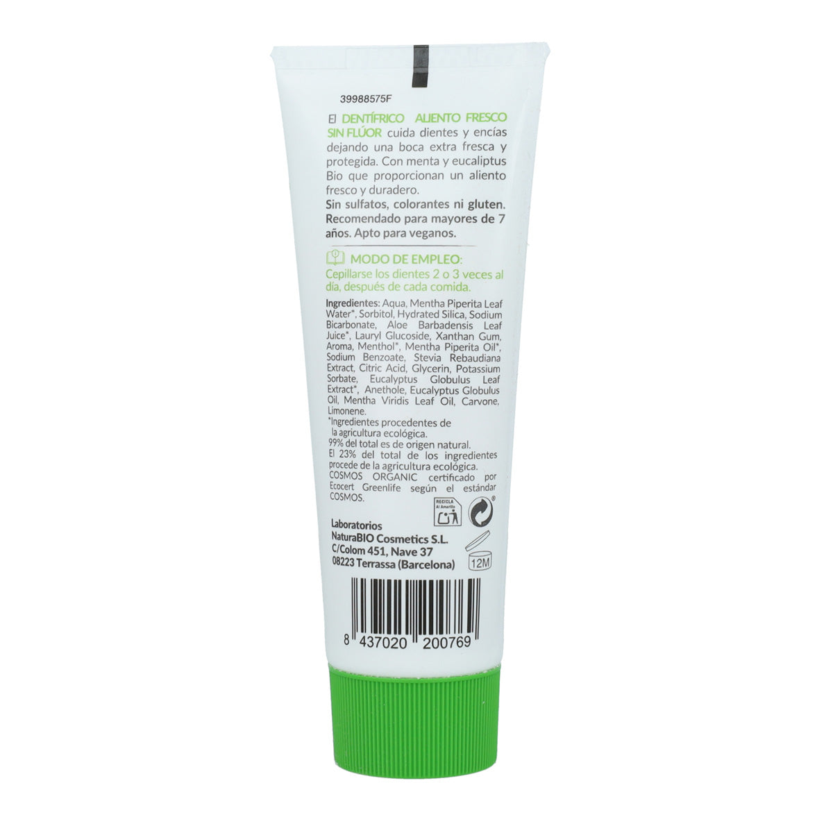 Dentifricio alito fresco menta senza fluoro HappyBio 75 ml
